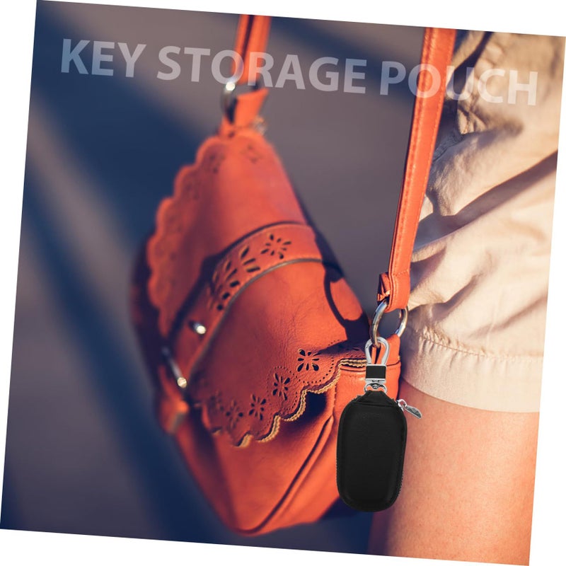 Leather Key Case Zinc Alloy Car Key Organizer Scratch Resistant Multi Functional Storage Pouch - Image 3