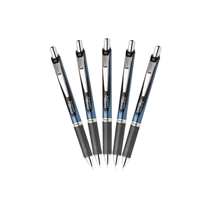 Pentel EnerGel RTX Retractable Liquid Gel Pen 0.5mm Fine Line Needle Tip Black Ink Pack of 5 - Image 1