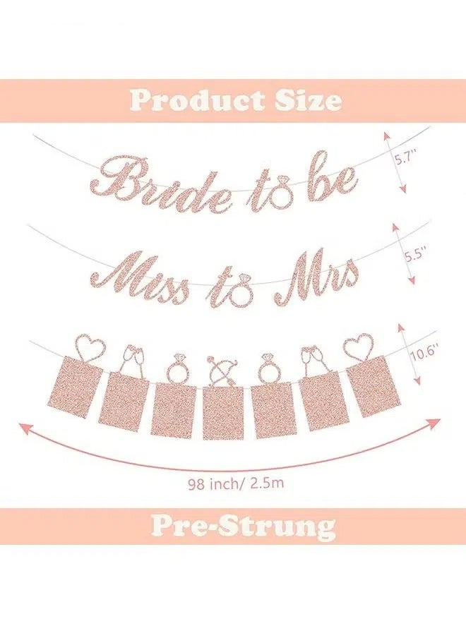 Generic Rose Gold Bridal Shower Decorations - Bride to be happily ever after Banner and Photo Banner for Bridal Shower/Wedding/Engagement Party Kit Supplies Decorations decor(Rose Gold)  - Image 1