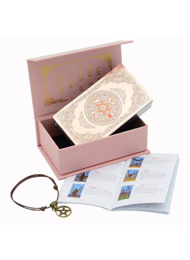 塑料塔罗牌经典韦特78张Tarot烫金防水桌游卡牌卡片一件代发现货-颜色:粉盒 玫瑰金  - Image 1