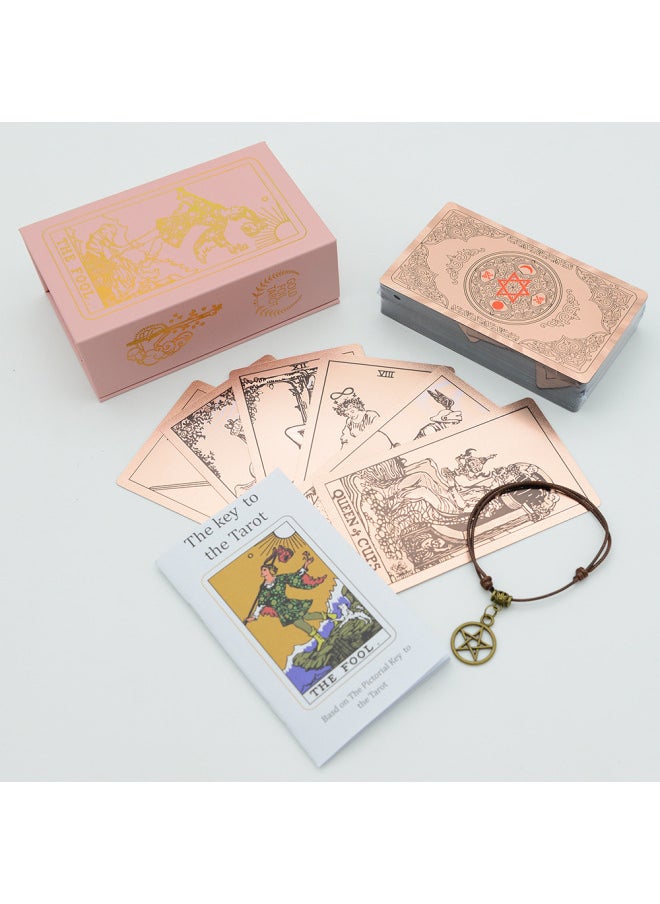 塑料塔罗牌经典韦特78张Tarot烫金防水桌游卡牌卡片一件代发现货-颜色:粉盒 玫瑰金  - Image 2