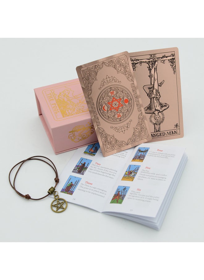 塑料塔罗牌经典韦特78张Tarot烫金防水桌游卡牌卡片一件代发现货-颜色:粉盒 玫瑰金  - Image 3