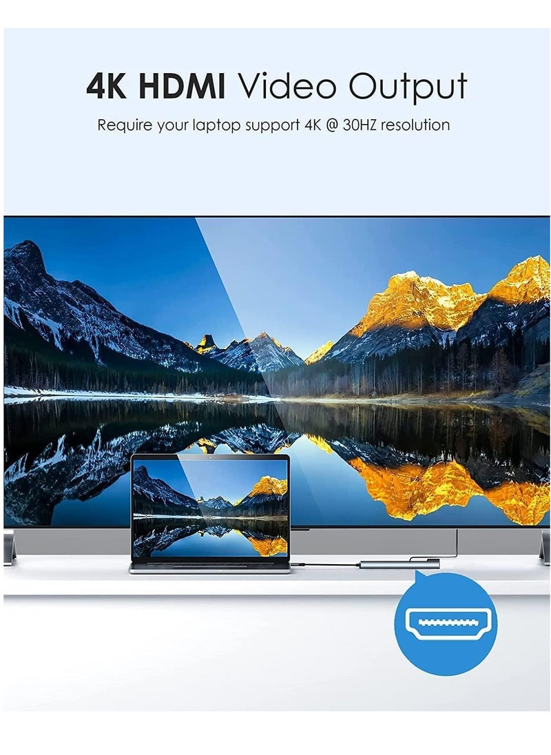 VIUAUAX - USB C Hub, 8 in 1 Type C Hub Multiport Adapter with 4K HDMI, PD Power Delivery, USB-C, Ethernet, 2 USB, SD/TF Card Reader Compatible with Mac Book Pro XPS and More Type C Devices - Image 1
