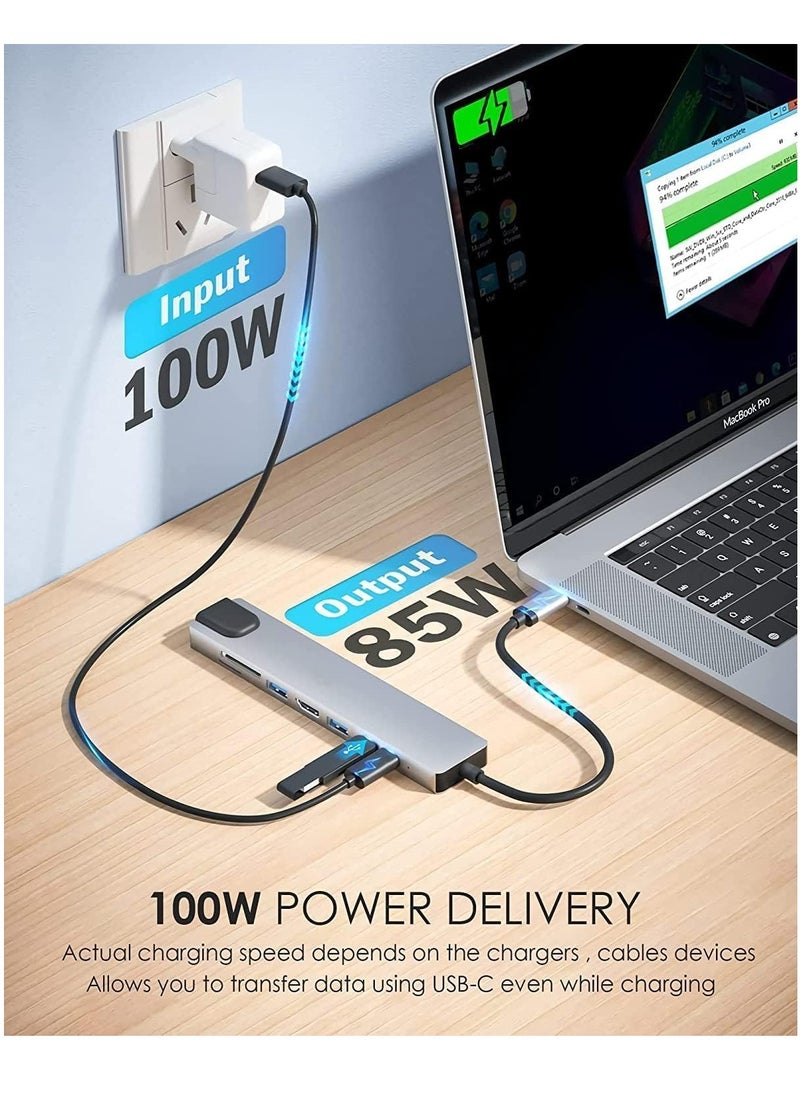 VIUAUAX - USB C Hub, 8 in 1 Type C Hub Multiport Adapter with 4K HDMI, PD Power Delivery, USB-C, Ethernet, 2 USB, SD/TF Card Reader Compatible with Mac Book Pro XPS and More Type C Devices - Image 1