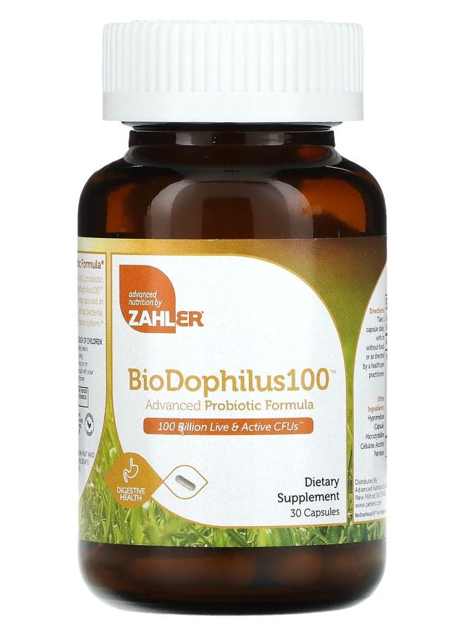 Zahler BioDophilus100 Advanced Probiotic Formula 100 Billion CFUs 30 Capsules 