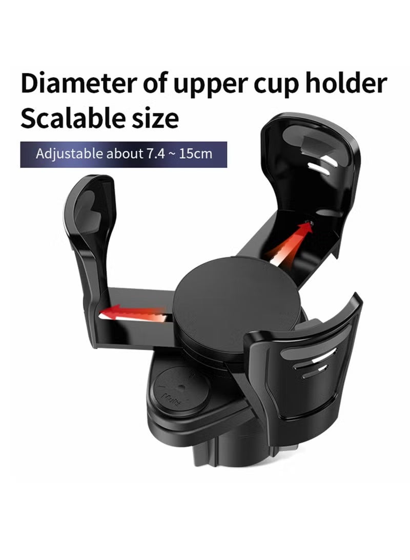 Classic Car Cup Holder Expander Adapter, Vehicle Mounted Water Cup Drink Holder Universal Car Cup Holder, 2 in 1 Multifunctional Car Drink Holder with a 360° Rotating Adjustable Base - Image 4