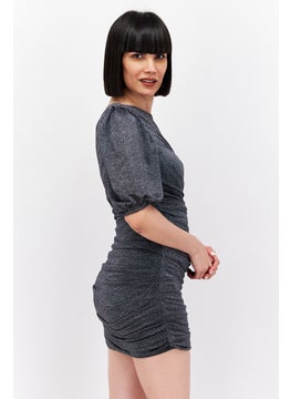 BCBGeneration Women Metallic Ruched Bodycon Dress, Black  - Image 2