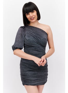 BCBGeneration Women Metallic Ruched Bodycon Dress, Black  - Image 1