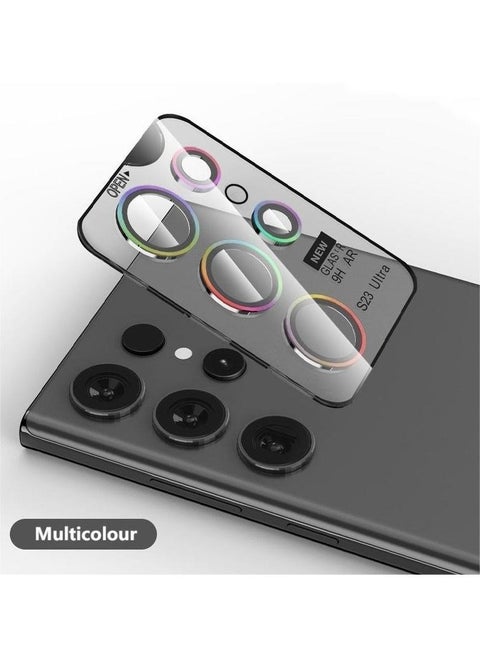 Samsung S23 Ultra Camera Lens Protector with positioning board for one click installation, Camera Lens Glass Protector With Ring For Samsung Galaxy S23 Ultra - Multicolour