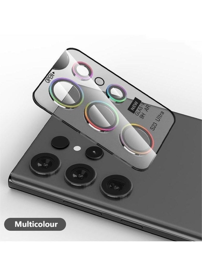 Samsung S23 Ultra Camera Lens Protector with positioning board for one click installation, Camera Lens Glass Protector With Ring For Samsung Galaxy S23 Ultra - Multicolour