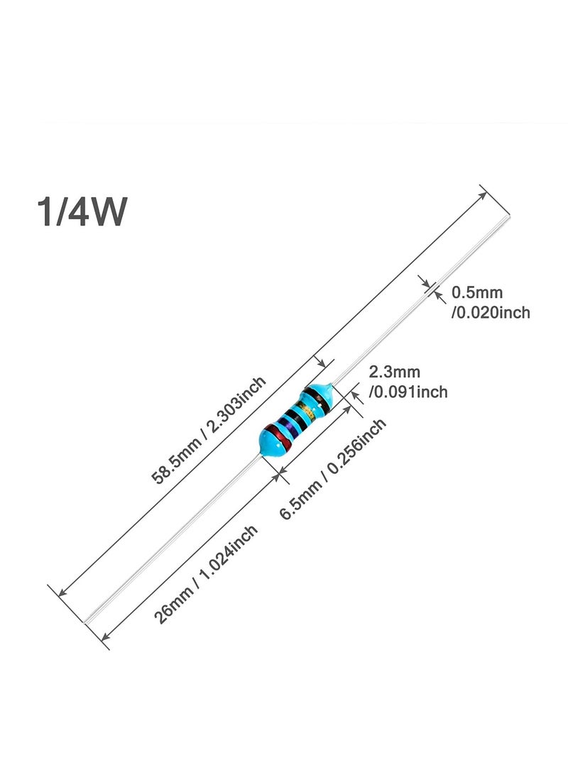 Resistor 330 Ohm 1/4W, Metal Film Through Hole Resistors, 1% Tolerance, Pack of 10 Pieces - Image 2