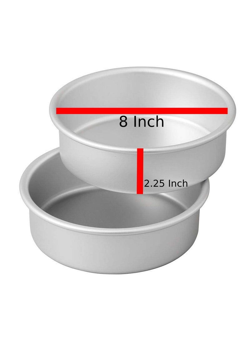 FOSSIL FOSSIL Aluminium Baking Round Cake PanMould for Microwave Oven Size 8 inch Diameter x 2 inch Height Combo 2 Pieces  - Image 2