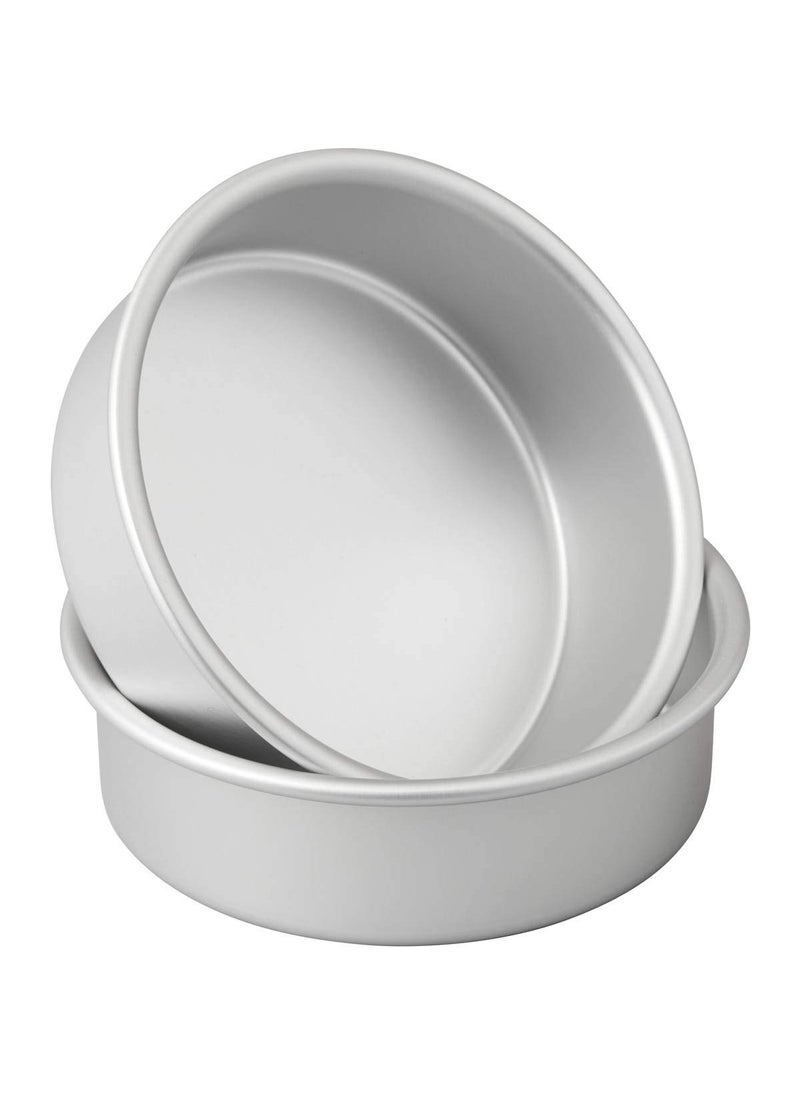 FOSSIL FOSSIL Aluminium Baking Round Cake PanMould for Microwave Oven Size 8 inch Diameter x 2 inch Height Combo 2 Pieces  - Image 1