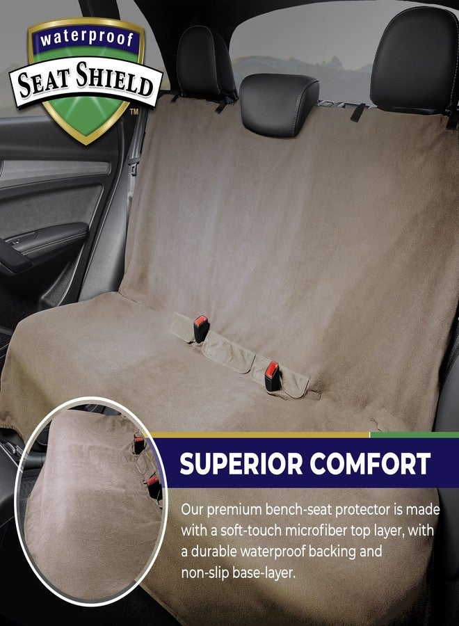 Waterproof SeatShield Washable Backseat Cover- Universal Heavy Duty Non-Slip Back Seat Protector for Kids, Dogs, Pet from Sweat, Food, Dirt etc. - Tan Car Seat Cover for Auto, Truck, Van, SUV - Image 2