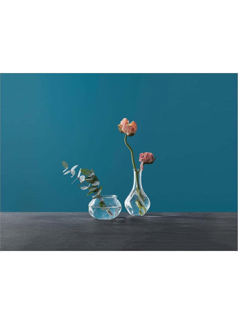 Clear Glass Vase 17 cm, Decorative Flower Vase for Single Stems, Small Bouquets and Twigs, Unique Modern Glass Vase for Table, Shelf and Home Decor, Minimalist Floral Centerpiece - Image 4