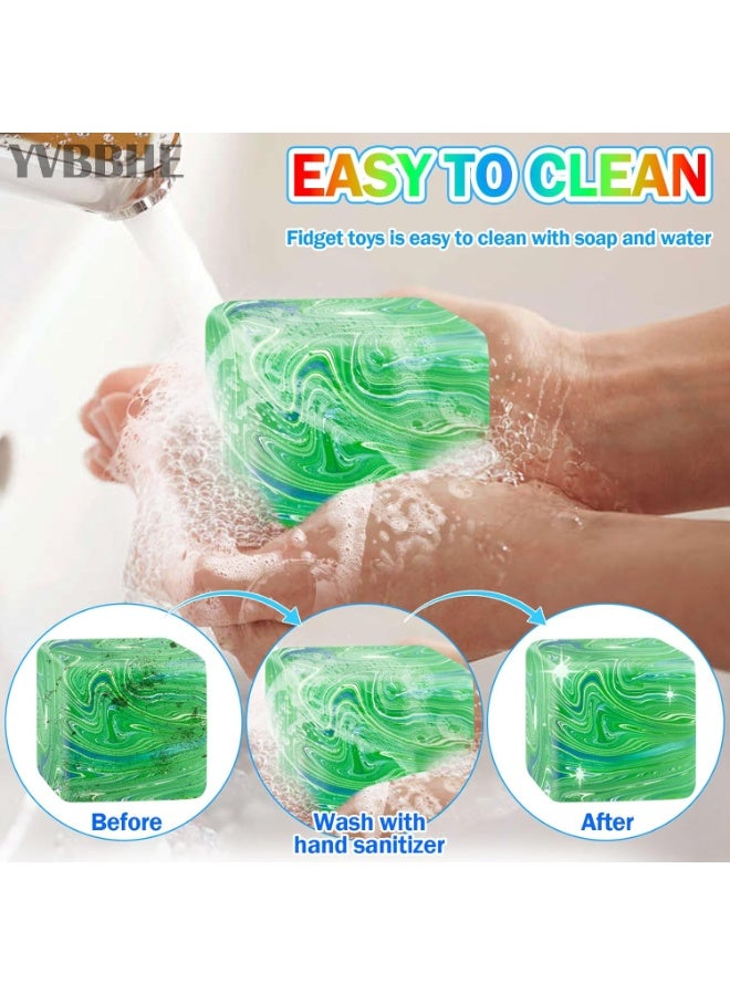 Joyzeno Fidget Toys Squishy Stress Cube, Stress Balls for Kids Adults Squishies Stress Relief, Blend Colored Ice Squishy Cube Sugar Balls, High Density Squeeze Balls for Students Calming (Green) - Image 5
