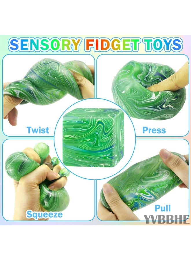 Joyzeno Fidget Toys Squishy Stress Cube, Stress Balls for Kids Adults Squishies Stress Relief, Blend Colored Ice Squishy Cube Sugar Balls, High Density Squeeze Balls for Students Calming (Green) - Image 3
