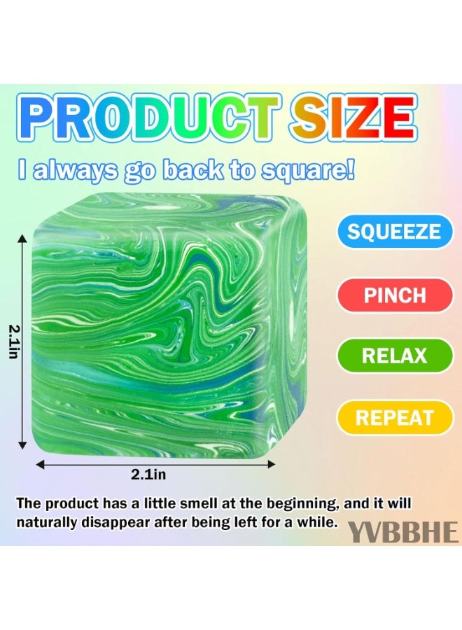 Joyzeno Fidget Toys Squishy Stress Cube, Stress Balls for Kids Adults Squishies Stress Relief, Blend Colored Ice Squishy Cube Sugar Balls, High Density Squeeze Balls for Students Calming (Green) - Image 2