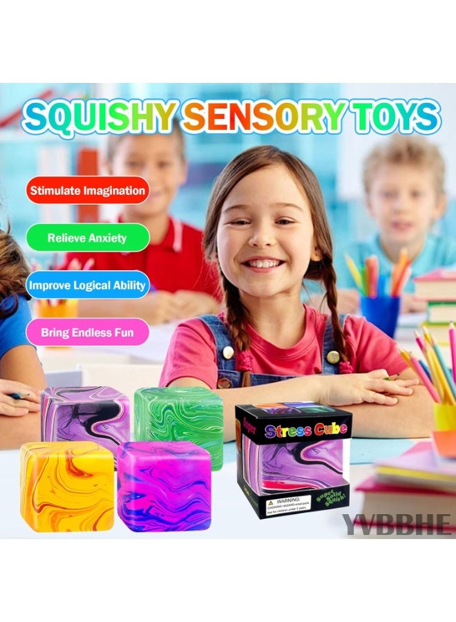 Joyzeno Fidget Toys Squishy Stress Cube, Stress Balls for Kids Adults Squishies Stress Relief, Blend Colored Ice Squishy Cube Sugar Balls, High Density Squeeze Balls for Students Calming (Green) - Image 4