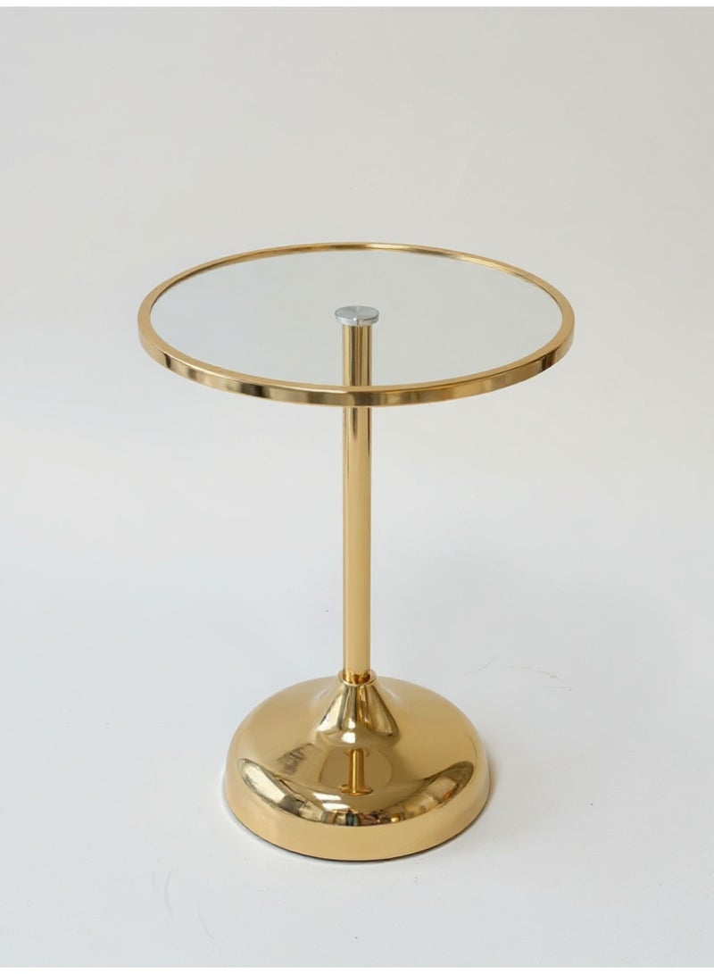 Living Glass serving table with golden steel base 35X50 cm - Image 2