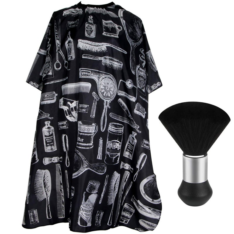 FEBSNOW Professional Hair Cutting Cape with Neck Duster Brush Salon Barber Cape Hair Cutting Accessories Floral Print