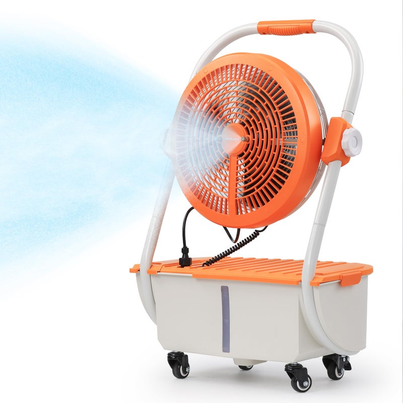 TURBRO Cordless Misting Fan with 11L Tank, High Pressure Spray Nozzles, 15ft Mist Range, Up to 50 Hours Run Time with Rechargeable Battery, 360Â° Swivel Wheels, Ideal for Patio, Pool and Outdoor Use - Image 1