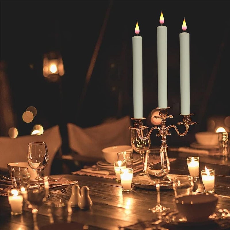 DRomance Christmas Flameless Window Taper Candles with 10-Key Remote and Timer, Battery Operated Real Flame Effect Realistic 3D Wick, 6 Pack Silver Holders and Suction Cups Included - Image 5