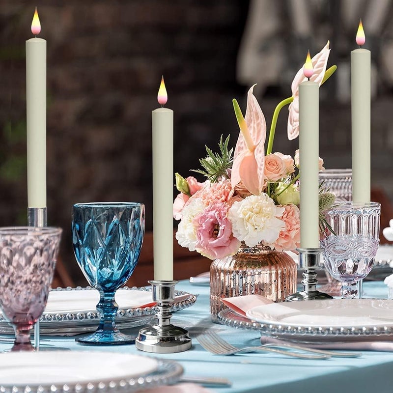 DRomance Christmas Flameless Window Taper Candles with 10-Key Remote and Timer, Battery Operated Real Flame Effect Realistic 3D Wick, 6 Pack Silver Holders and Suction Cups Included - Image 3