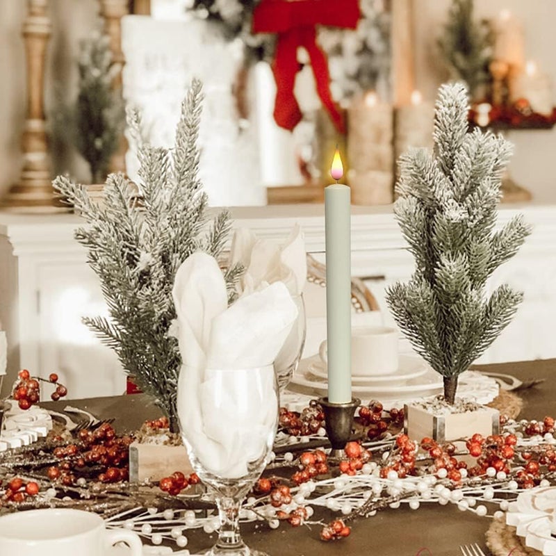 DRomance Christmas Flameless Window Taper Candles with 10-Key Remote and Timer, Battery Operated Real Flame Effect Realistic 3D Wick, 6 Pack Silver Holders and Suction Cups Included - Image 4