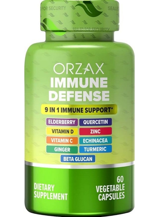 ORZAX ORZAX 9 in 1 Immune Defense Booster Herbal Supplement, Specialized High Strength Formula - Vitamin C & D, Zinc, Quercetin, Turmeric & Ginger, Echinacea - Non-GMO - 60 Veggie Capsules - 30 Day Supply  - Image 3