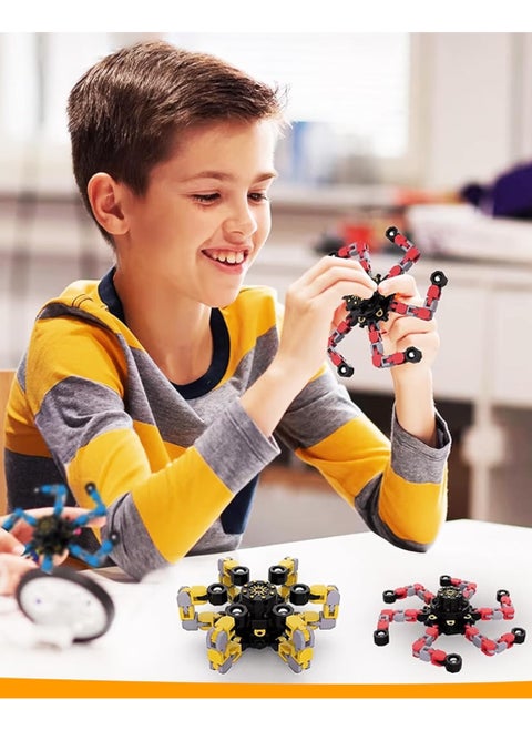 4 PCS Transformable Fidget Spinner Toy, Funny DIY Spin Top Hand Finger Spinner, Creative Sensory Fingertip Mechanical Gyro for Kids and Adults