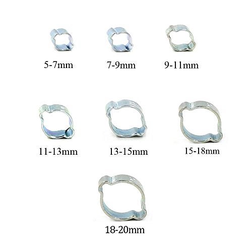 Glarks 70Pcs Zinc Plated Double Ear Hose Fuel Clamp with Standard Jaw Pincers Kit - Image 2