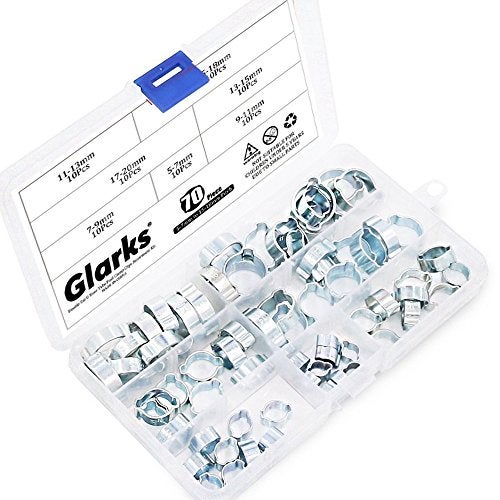 Glarks 70Pcs Zinc Plated Double Ear Hose Fuel Clamp with Standard Jaw Pincers Kit - Image 5
