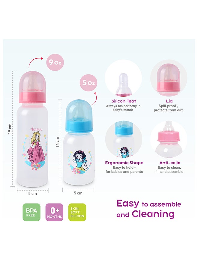 Disney Pack Of 4 Princess Printed Feeding Bottle With Accessories Set - Packaging May Vary - Image 2