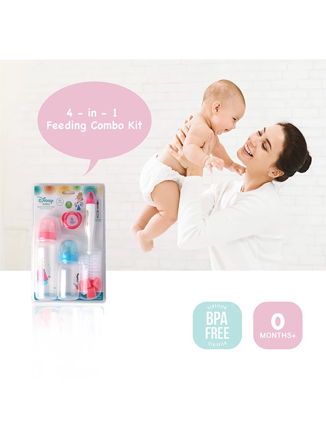 Disney Pack Of 4 Princess Printed Feeding Bottle With Accessories Set - Packaging May Vary - Image 4