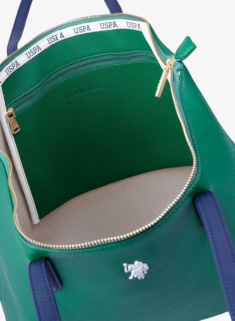 U.S. Polo Assn. GREEN NAVY U.S. Polo Assn. Women's Tote Bag, Ladies Large Capacity Shoulder Bag Handbag for Ladies Travel Bag for Girls Green Navy for Women | Best Price UAE