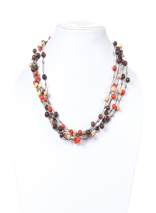 دي سي أيه قلادة من الزجاج والنحاس للنساء من DCA (بني وبرتقالي) - Image 2