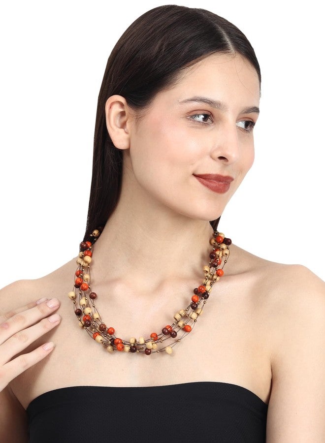 دي سي أيه قلادة من الزجاج والنحاس للنساء من DCA (بني وبرتقالي) - Image 1