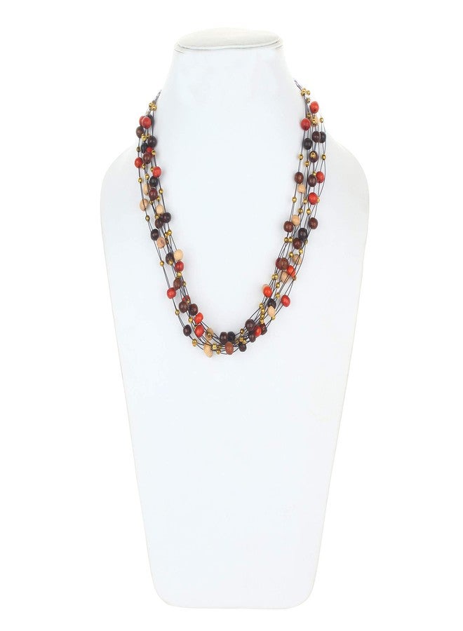 دي سي أيه قلادة من الزجاج والنحاس للنساء من DCA (بني وبرتقالي) - Image 3