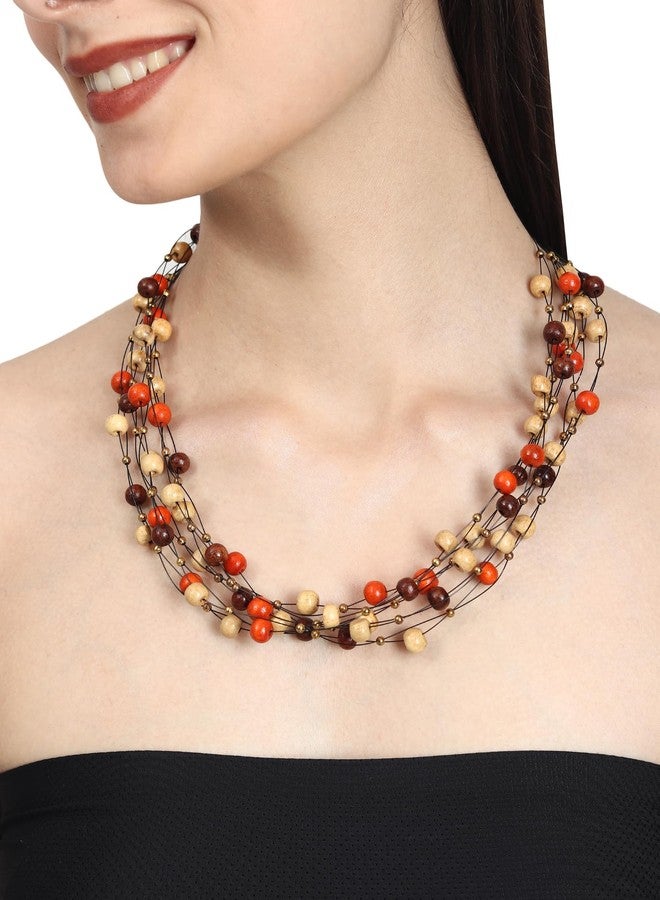 دي سي أيه قلادة من الزجاج والنحاس للنساء من DCA (بني وبرتقالي) - Image 5