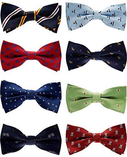 BELLUNO Boys Bow Ties, Pre-tied Bow-Ties Adjustable for Kids, Children, Toddler BowTies, 8-Pack - Image 1