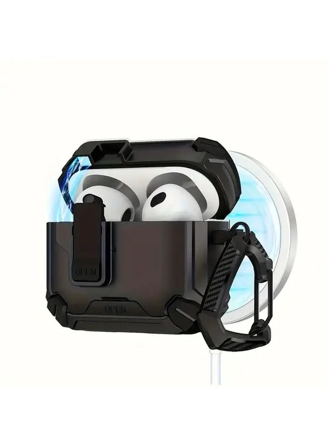 Yellow Protective Case For Airpods 3 Wireless Earbuds Shockproof Soft Shell Cover With Hook - Image 3