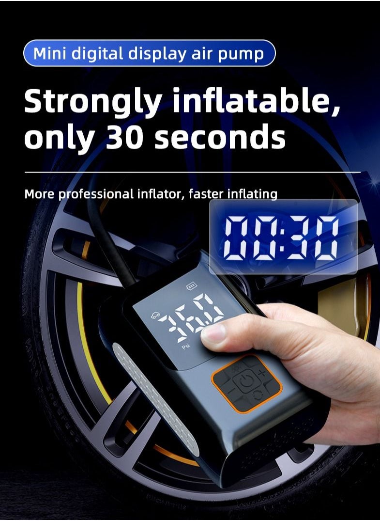 Generic Air Compressor Air Pump Car Portable Tire Inflator, Ultra-Lightweight for Motorcycle tire, Cordless Air Compressor Pump, Rechargeable Battery, 150 PSI with Digital Screen and LED Lights for E-Bike, Bi  - Image 5