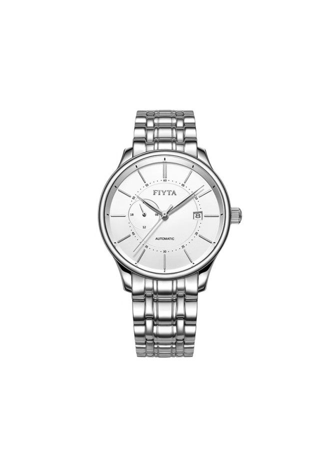 Fiyta Classic Series Calendar White Dial Steel Strap Automatic Mechanical Men's Business Watch Holiday Gift For Men - Image 2