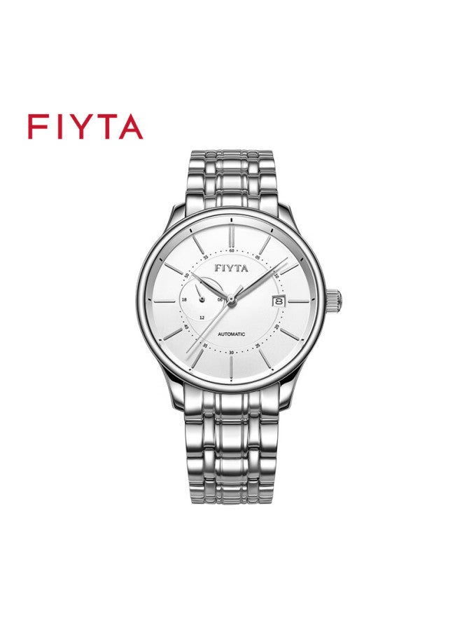 Fiyta Classic Series Calendar White Dial Steel Strap Automatic Mechanical Men's Business Watch Holiday Gift For Men - Image 3