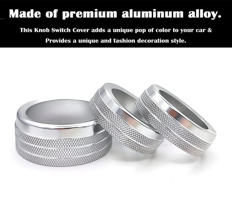 Auprite أغطية مقابض التحكم في المناخ من لملحقات تشالنجر 2015-2023 2024، لدودج تشارجر 2015-2023 2024، لدودج كرايسلر 300/300s 2015-2024، مجموعة 3 قطع (فضي) - Image 5