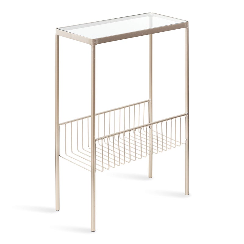 Kate and Laurel Kate and Laurel Trubey Modern Side Table 1575 x 8 x 246 Silver Contemporary End Table with Glass Top 