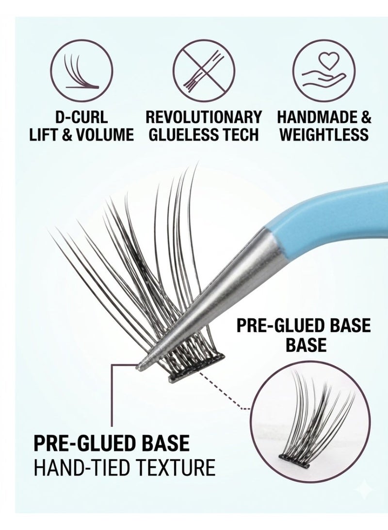 lashvana 120pcs Self Adhesive False Eyelashes Diy Natural Wispy Mouse-Hair Lash Clusters Kit d Curl Pre Glued Wispy Lashes Kit With Tweezers For Beginners, Press On Glueless Individual Lashes Diy Eyelashes. - Image 5