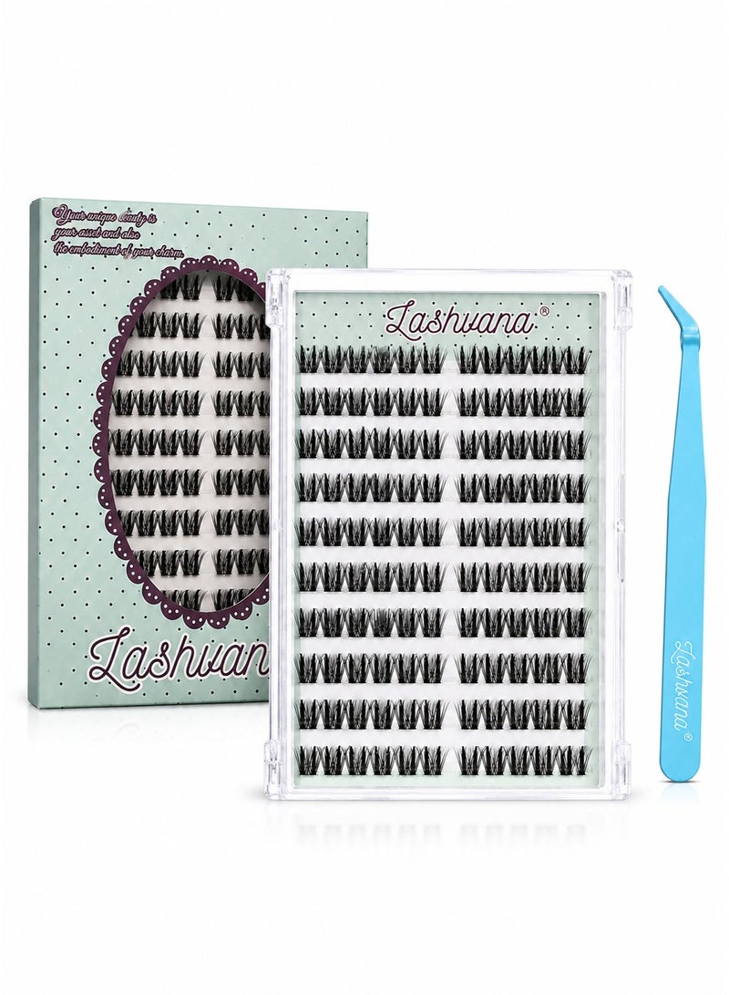 lashvana 120pcs Self Adhesive False Eyelashes Diy Natural Wispy Mouse-Hair Lash Clusters Kit d Curl Pre Glued Wispy Lashes Kit With Tweezers For Beginners, Press On Glueless Individual Lashes Diy Eyelashes. - Image 2
