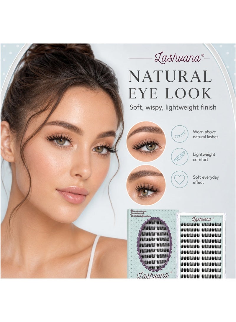 lashvana 120pcs Self Adhesive False Eyelashes Diy Natural Wispy Mouse-Hair Lash Clusters Kit d Curl Pre Glued Wispy Lashes Kit With Tweezers For Beginners, Press On Glueless Individual Lashes Diy Eyelashes. - Image 3